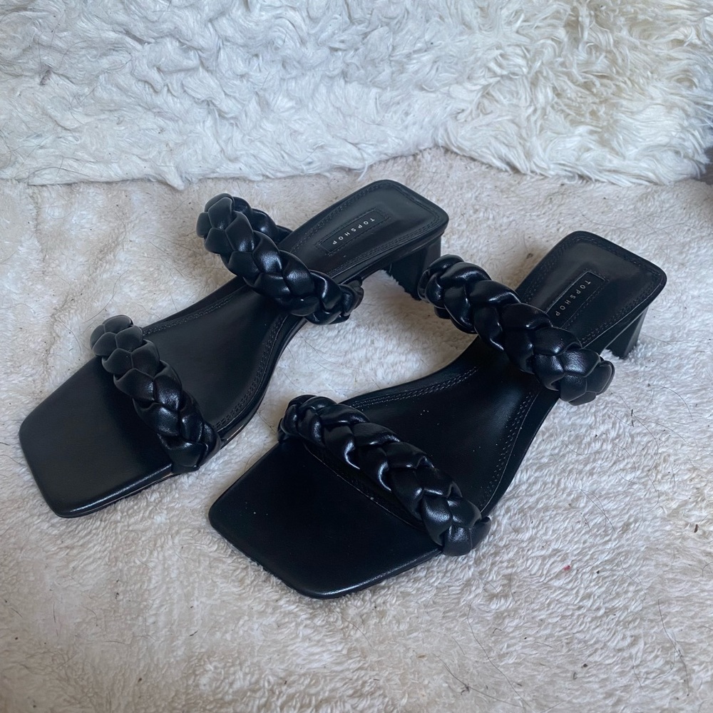 Top shop Black braided square toe heels